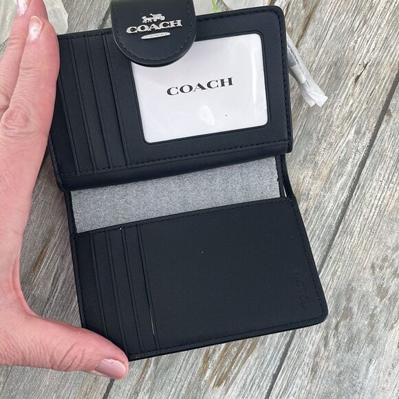 Coach Medium Corner Zip Wallet In Signature Canvas With Bow Print Bag Purse - Picture 6 of 10